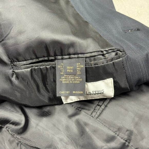 Joseph & Feiss International Suit 2pc Pinstripe Black 38R 32x28 - Picture 8 of 12